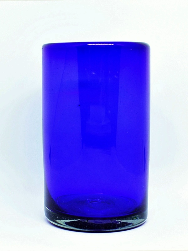 Vasos de Vidrio Soplado / Juego de 6 vasos grandes color azul cobalto / Éstos artesanales vasos le darán un toque clásico a su bebida favorita.